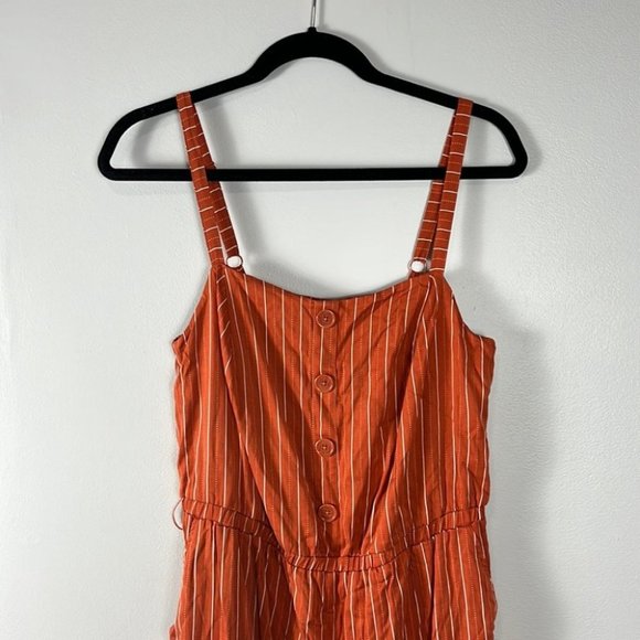 Torrid RUST  ORANGE STRIPE CHALLIS WIDE LEG JUMPSUIT - Picture 3 of 6